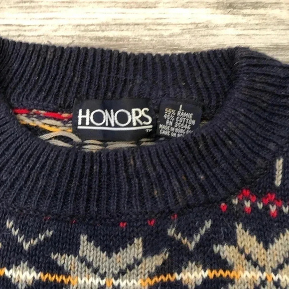 Vintage 90s Honors Geometric All over‎ Print Acrylic Knit Sweater Size Large - Picture 3 of 6